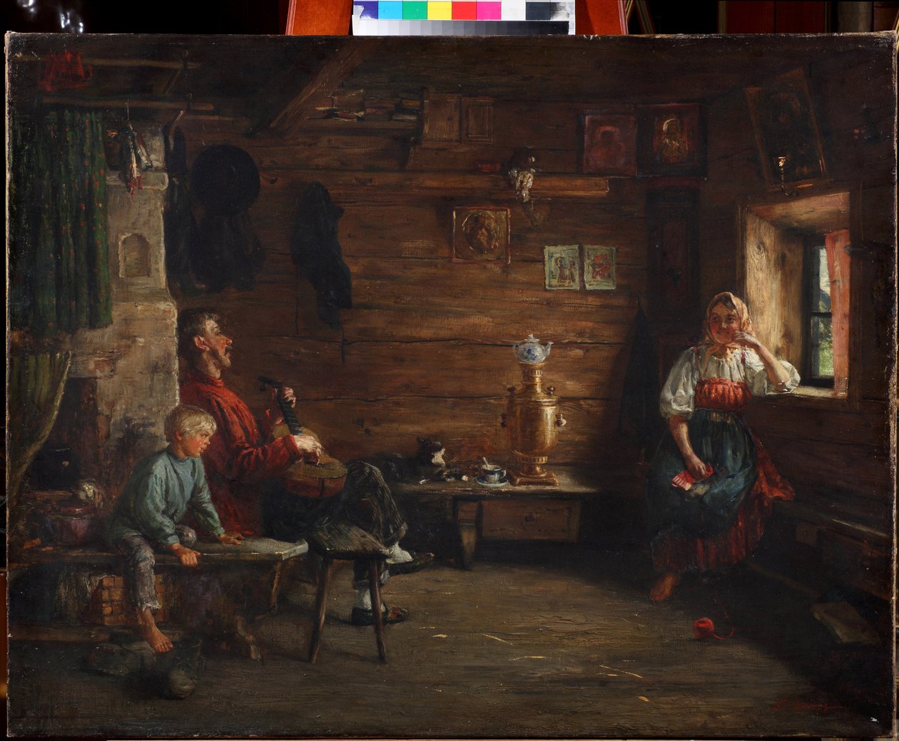 Family Idyll par Kirill Vikentievich Lemoch (Lemokh) (1841-1910) ، - زيت على قماش - مجموعة خاصة بواسطة Kirill Vikentievich Lemoch