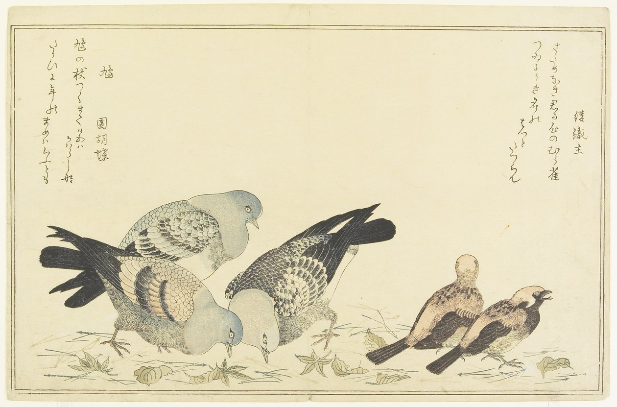 شجرة العصفور والحجر الصخري ، ج. 1790 بواسطة كيتاجاوا أوتامارو