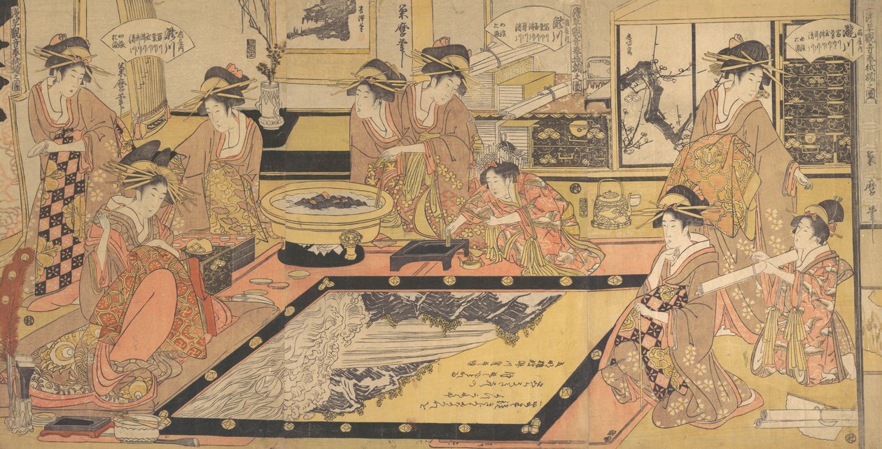 صورة نذرية ليتم التبرع بها إلى كانون أساكوسا ... ، كاليفورنيا. 1800. بواسطة Kitagawa Kikumaro