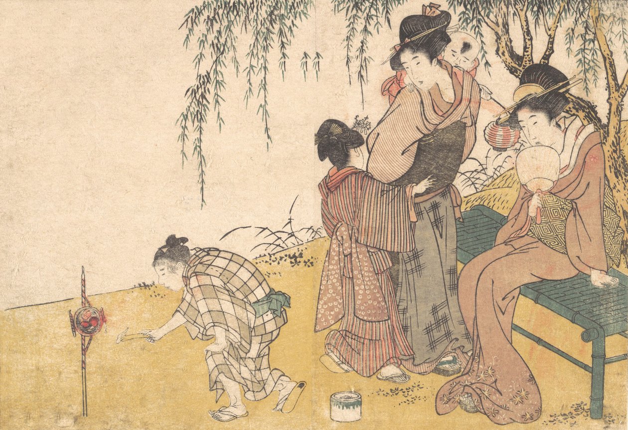ألعاب نارية مضيئة للأطفال ، من الكتاب المصور زهور الفصول الأربعة ، 1801. بواسطة كيتاجاوا أوتامارو