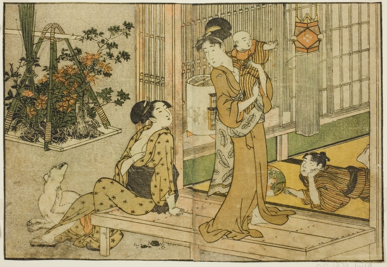 Bon Festival Lanterns and Plant Seller ، من الكتاب المصور "كتاب مصور: زهور الفصول الأربعة (Ehon shiki no hana) ،" المجلد. 2 بواسطة كيتاجاوا أوتامارو
