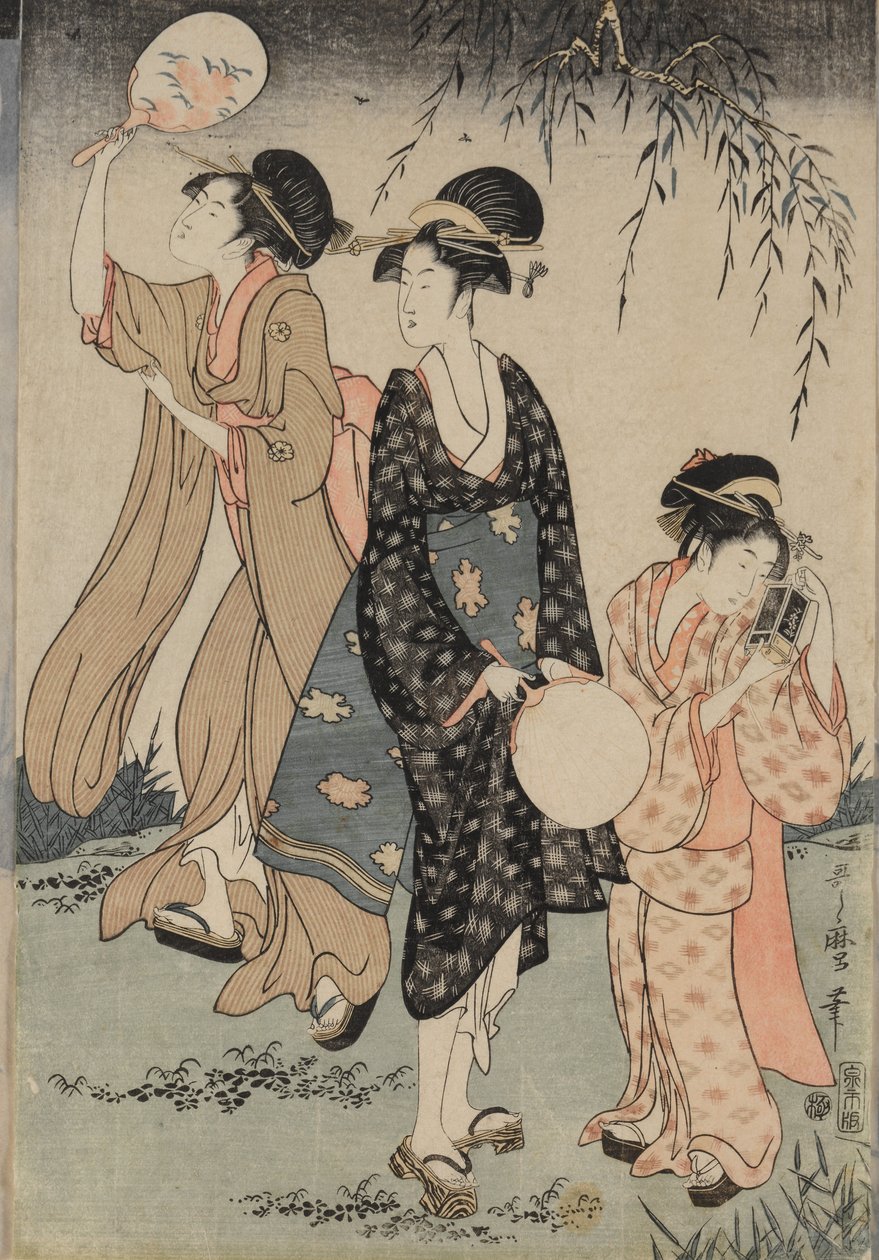 اصطياد اليراعات تحت مركز شجرة الصفصاف ، ج. 1796-1797. بواسطة كيتاجاوا أوتامارو
