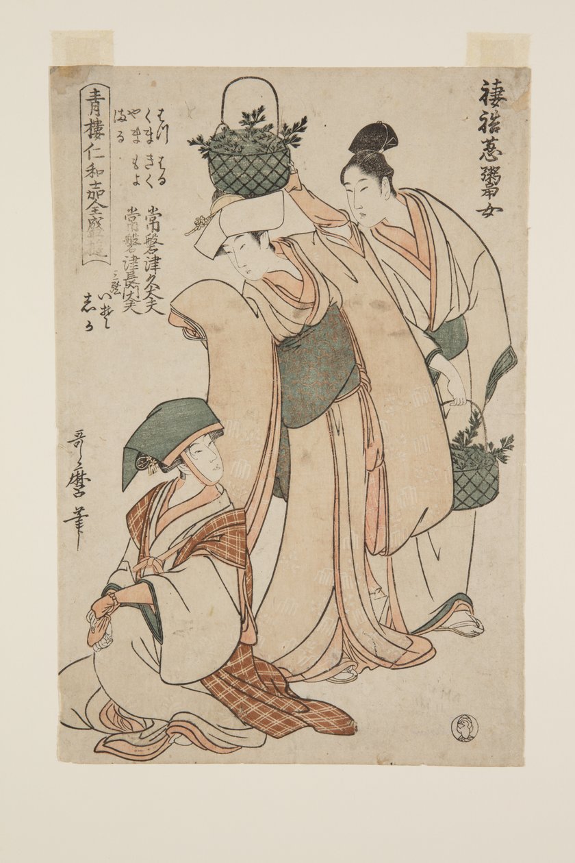 بائعات البصل الربيعي (Tsuma-awase، Negi Hisakime) (طباعة بالألوان الخشبية) بواسطة كيتاجاوا أوتامارو