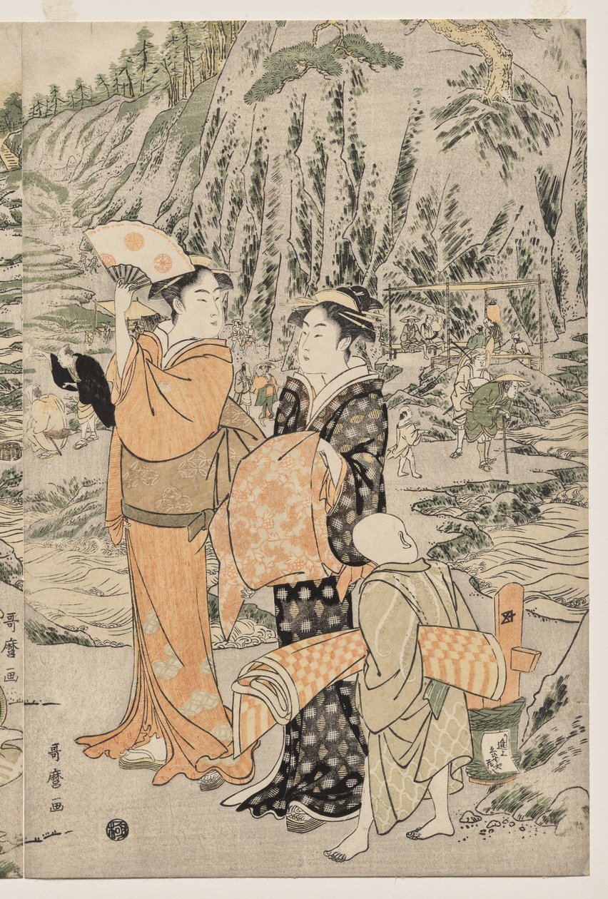 الصيد على صخرة لوح التقطيع في Enoshima بواسطة كيتاجاوا أوتامارو
