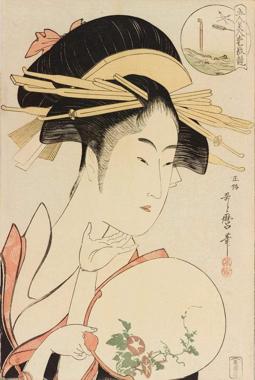 Kisegawa of the Matsubaya ، من سلسلة مقارنة سحر خمس جميلات ، ج. 1795. بواسطة كيتاجاوا أوتامارو