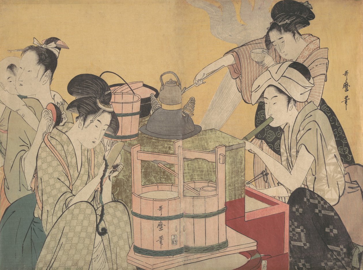 مشهد المطبخ ، كاليفورنيا. 1794-95. بواسطة كيتاجاوا أوتامارو
