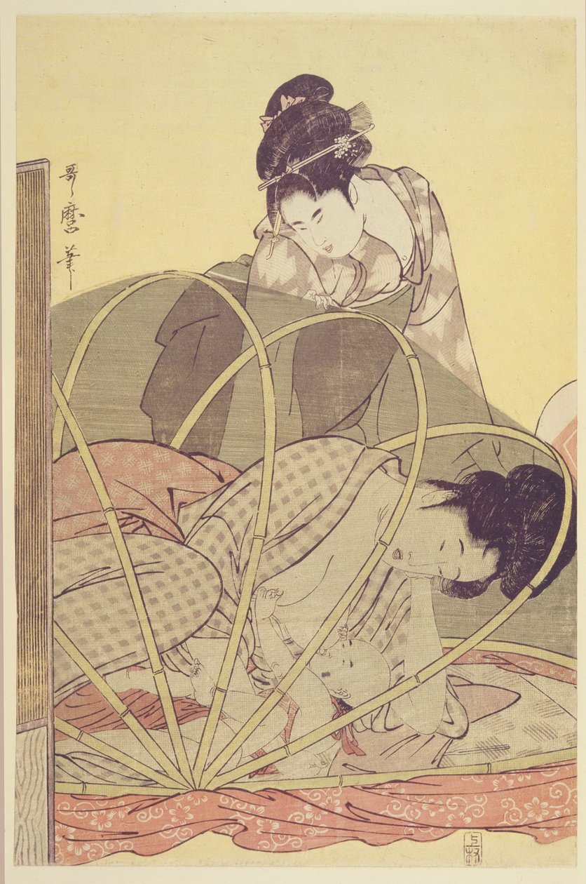 أم تمريض طفل تحت ناموسية ، ج. 1795 بواسطة كيتاجاوا أوتامارو