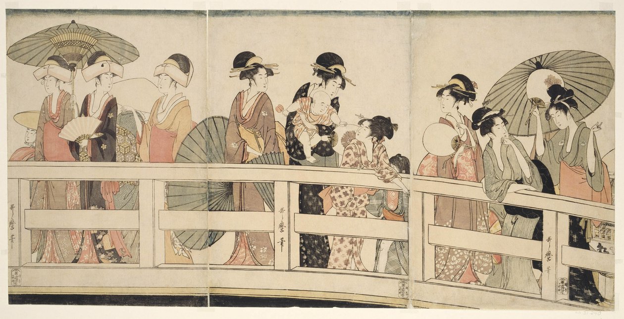 في الأعلى وأسفل جسر Ryogoku بواسطة كيتاجاوا أوتامارو