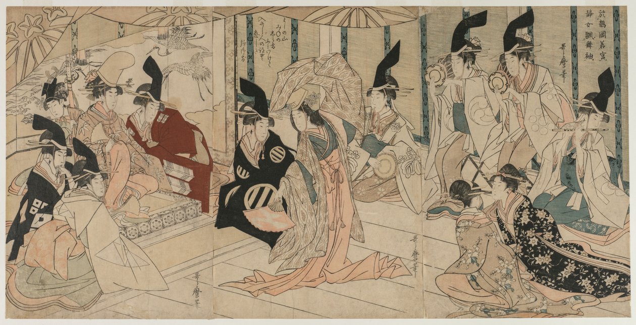 مشهد مقتبس من مسرحية The Treasury of Loyal Retainers (Chushingura) بواسطة كيتاجاوا أوتامارو