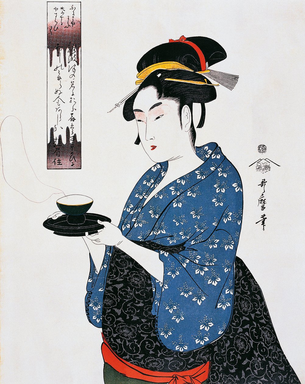 وقت الشاي ، نقش Ukiyo-e الخشبي ، بواسطة Kitagawa Utamaro (1753-1806) ، فترة إيدو (1603-1868) ، اليابان بواسطة كيتاجاوا أوتامارو