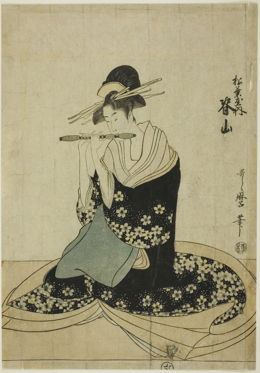 The Courtesan Seyama of the Matsubaya ، من سلسلة غير معنونة من المحظيات من Matsubaya بصفتهم خمسة موسيقيين بواسطة كيتاجاوا أوتامارو