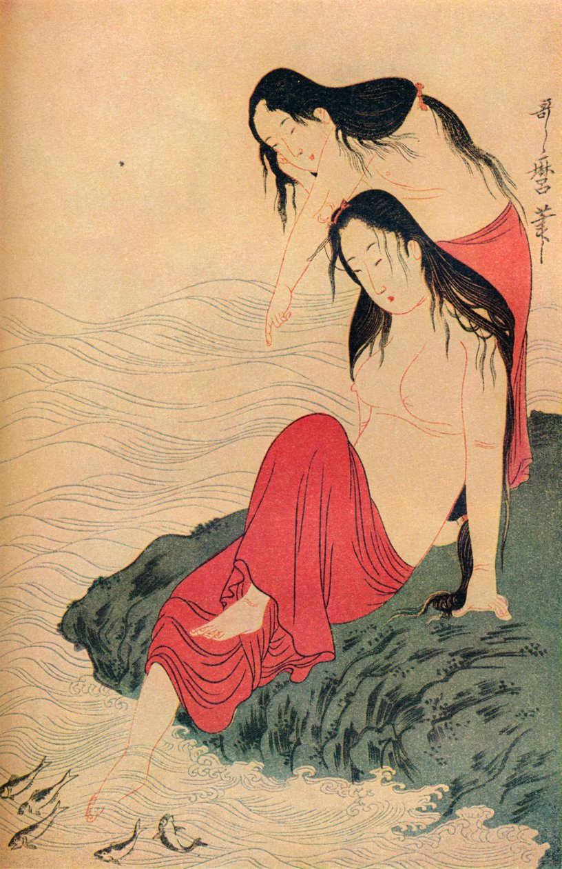 اليد اليسرى واللوحة الأخيرة من The Pearl Divers triptych ، c1797-98 ، 1936. بواسطة كيتاجاوا أوتامارو