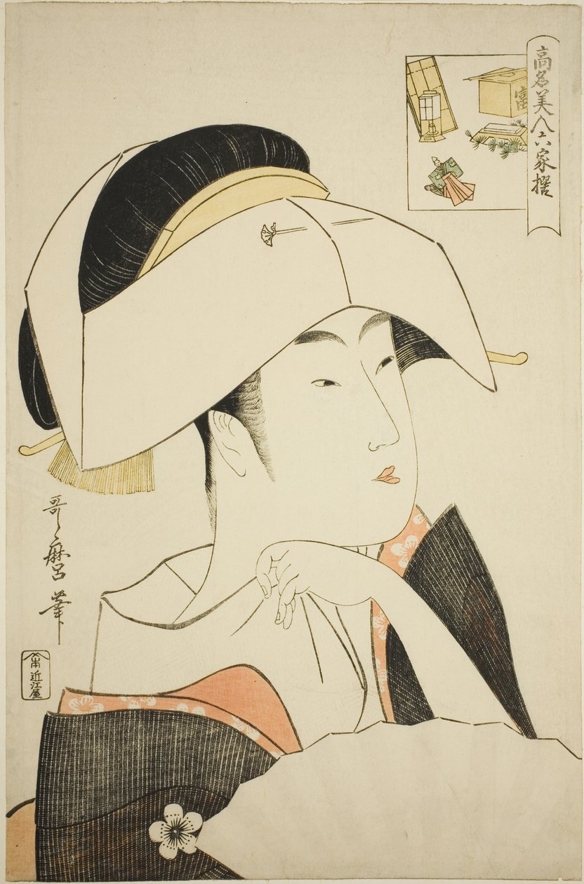 توميموتو تويوهينا ، من سلسلة مشاهير الجميلات المشابهين لستة شعراء خالدين (Komei bijin rokkasen) (Tomimoto Toyohina) (أحجية الصورة) بواسطة كيتاجاوا أوتامارو