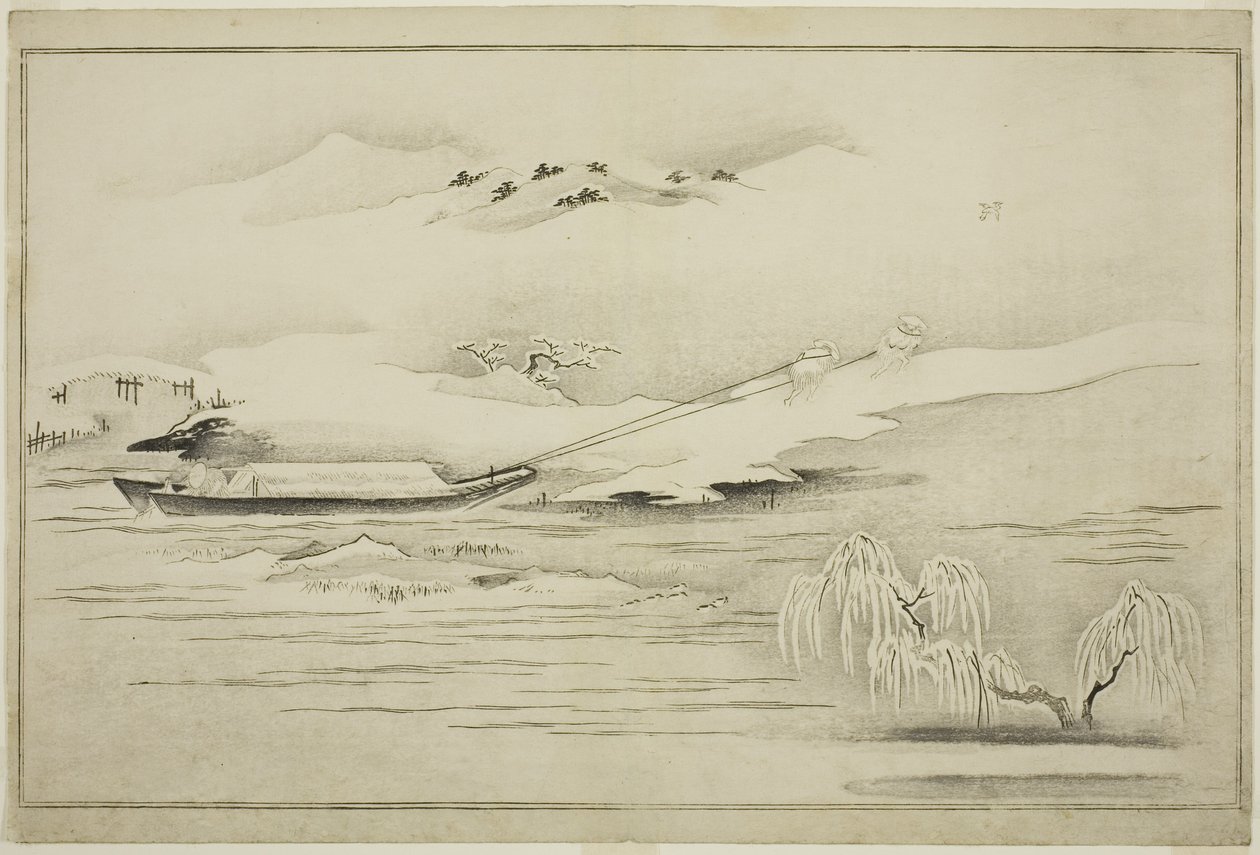 سحب البارجة في الثلج ، من ألبوم The Silver World ، 1790 بواسطة كيتاجاوا أوتامارو