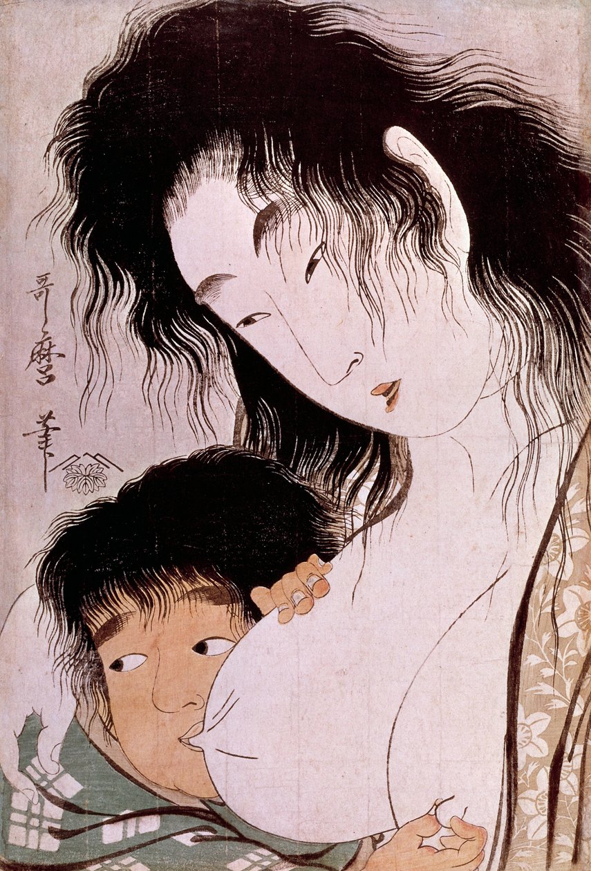 ياماوبا وكينتارو: الطباعة اليابانية على شكل tetee بواسطة أوتامارو كيتاجاوا (1753-1806). شمس. 0،37 × 0،25 م. 1801-1803. باريس ، متحف Guimet ، المتحف الوطني للفنون الآسيوية بواسطة كيتاجاوا أوتامارو