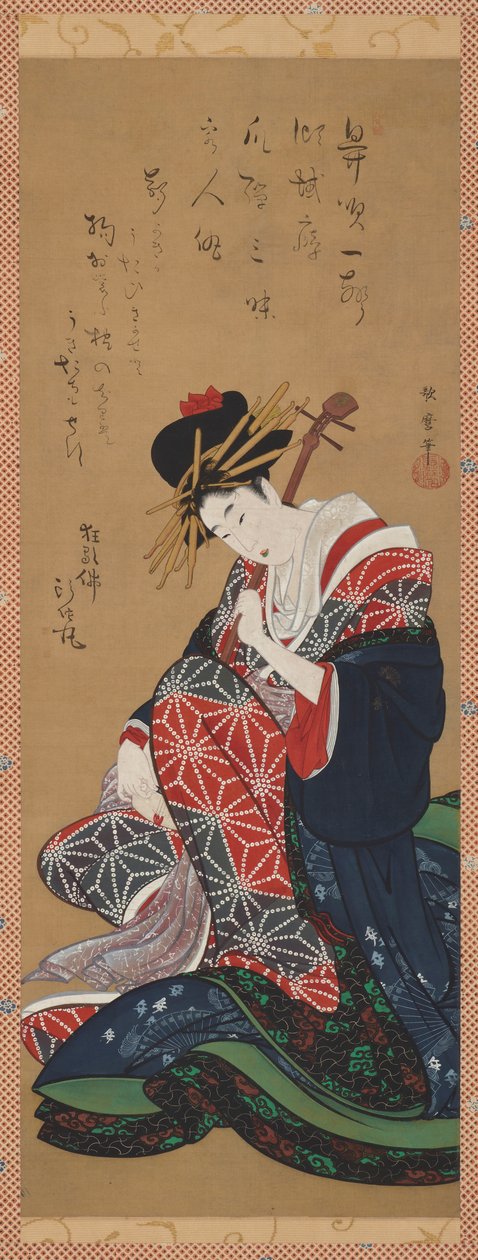 Shamisen Player ، فترة إيدو ، أواخر القرن الثامن عشر وأوائل القرن التاسع عشر. بواسطة Kitagawa Utamaro II