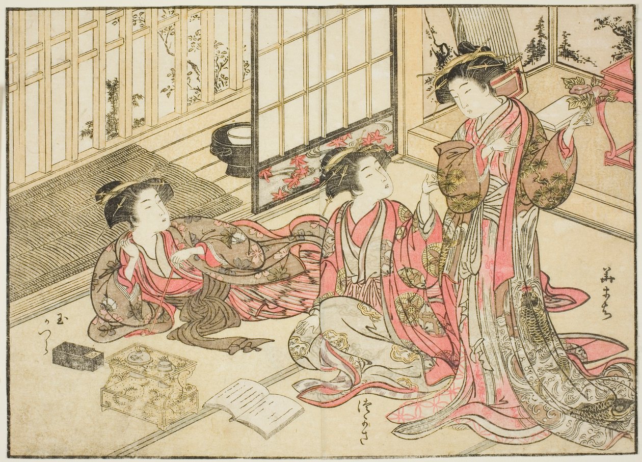 المحظيات من Kado Daikokuya ، من كتاب "Mirror of Beautiful Women of the Pleasure Quarters (Seiro bijin awase sugata kagami)" المجلد. 2 بواسطة Kitao Shigemasa