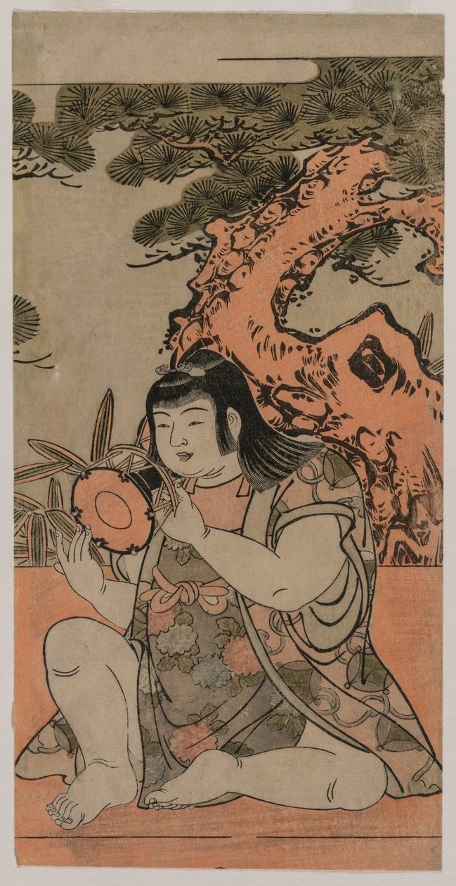 دمية تعزف على طبل اليد ، 1770. بواسطة Kitao Shigemasa