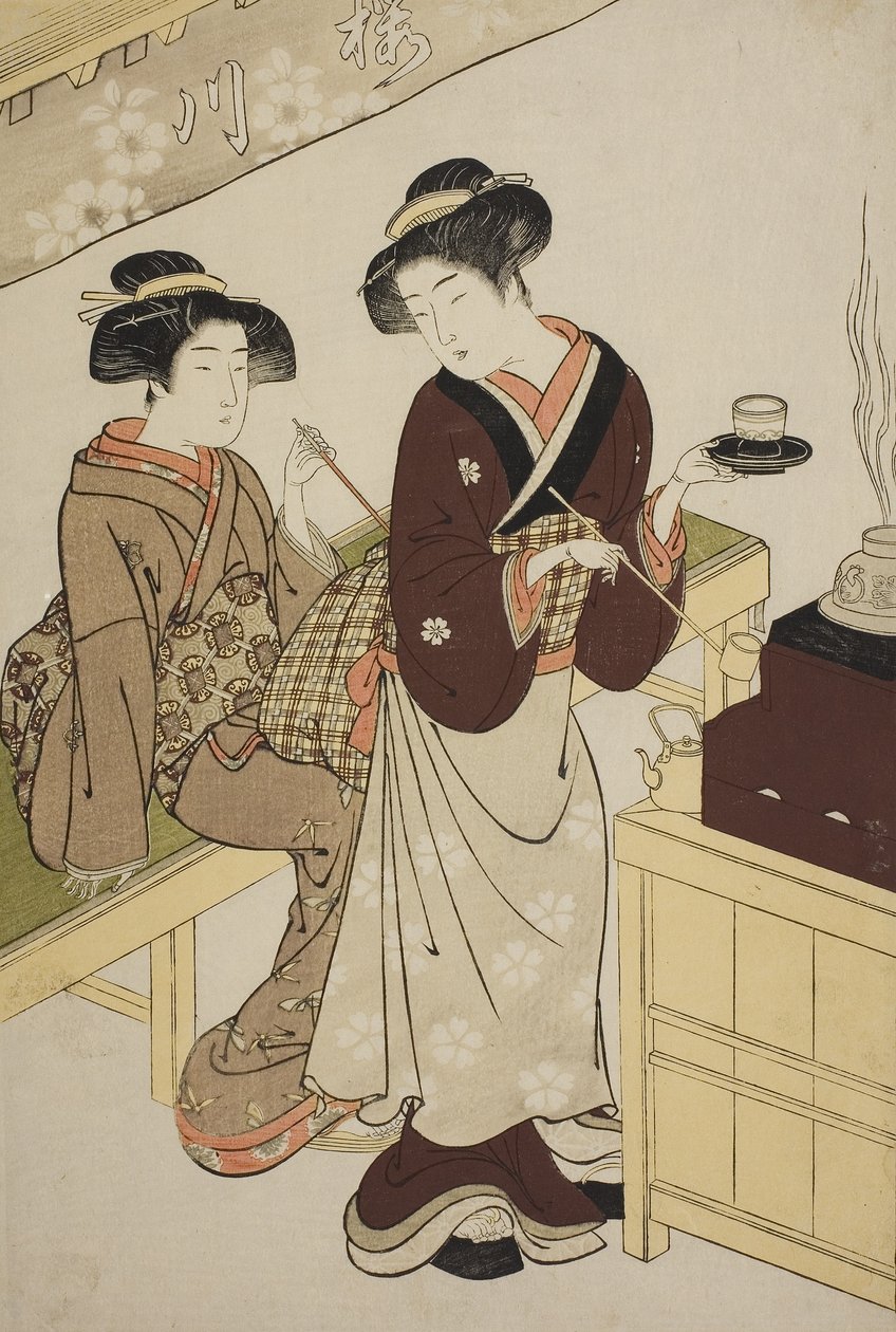 The Sakuragawa Teahouse ، حوالي 1777 بواسطة Kitao Shigemasa
