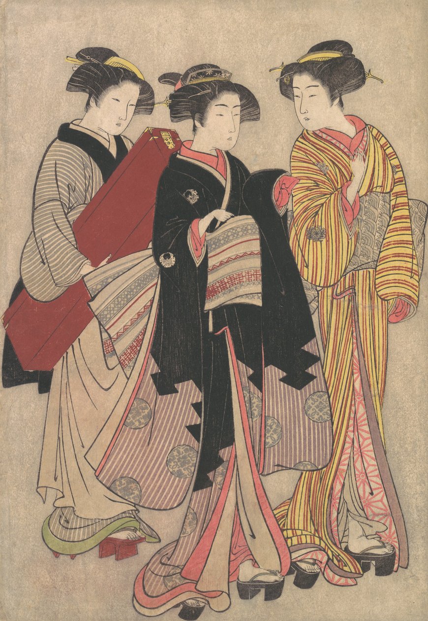 اثنان من الجيشا في طريقهما للمشي ، ١٧٣٩-١٨٢٠. بواسطة Kitao Shigemasa