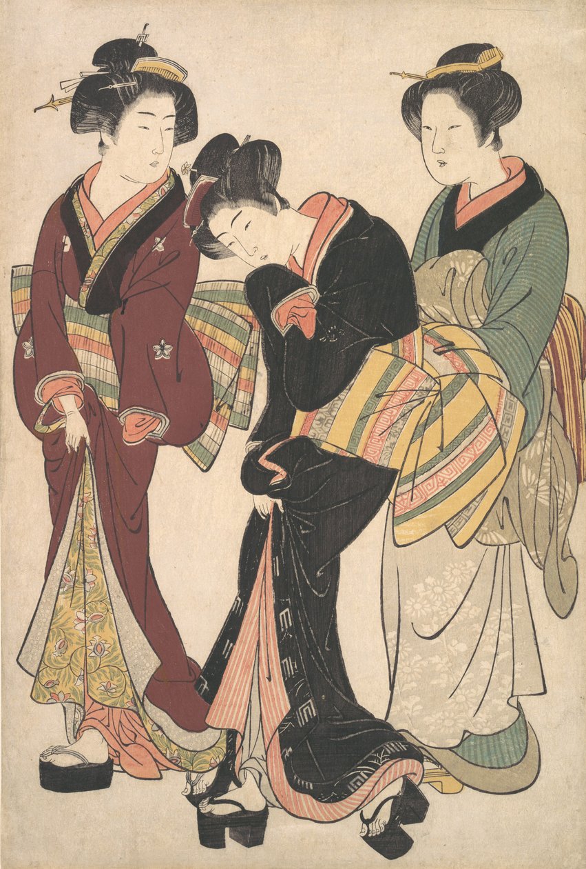 اثنان جيشا وخادمة ، كاليفورنيا. 1790. بواسطة Kitao Shigemasa