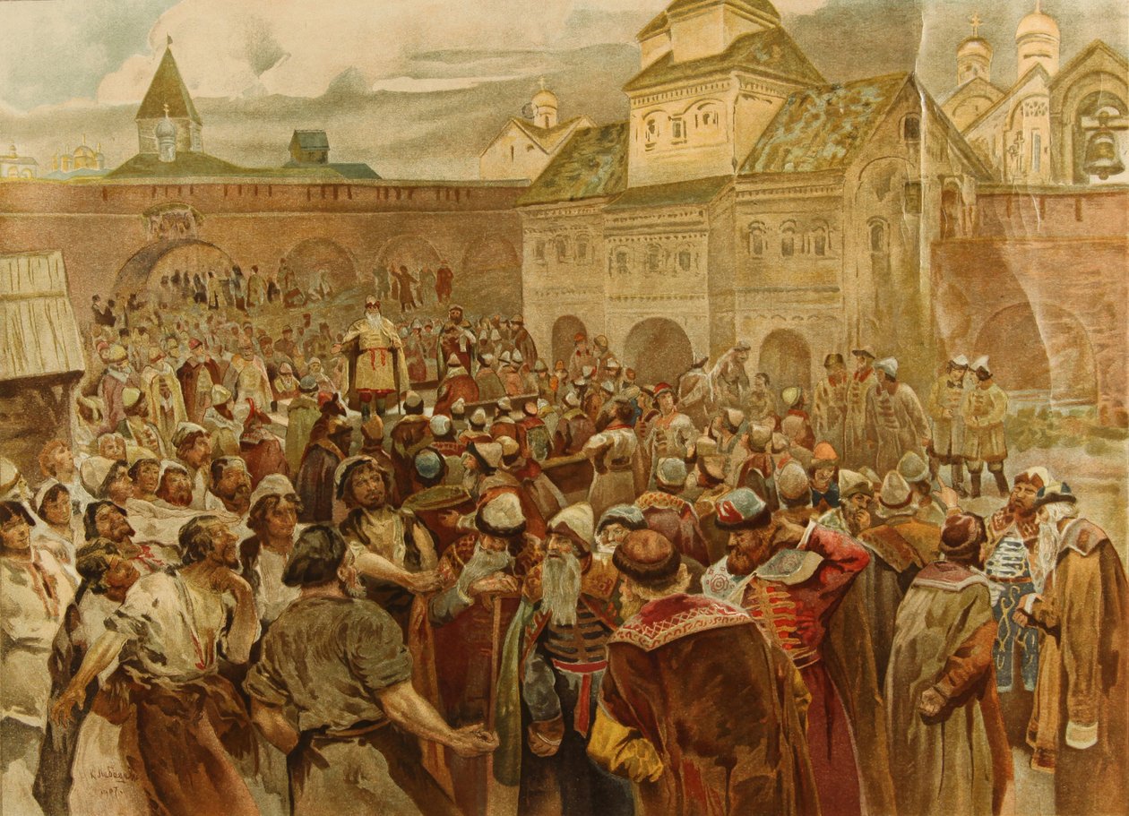 ال Veche في جمهورية نوفغورود ، 1907 بواسطة Klavdiy Vasilievich Lebedev