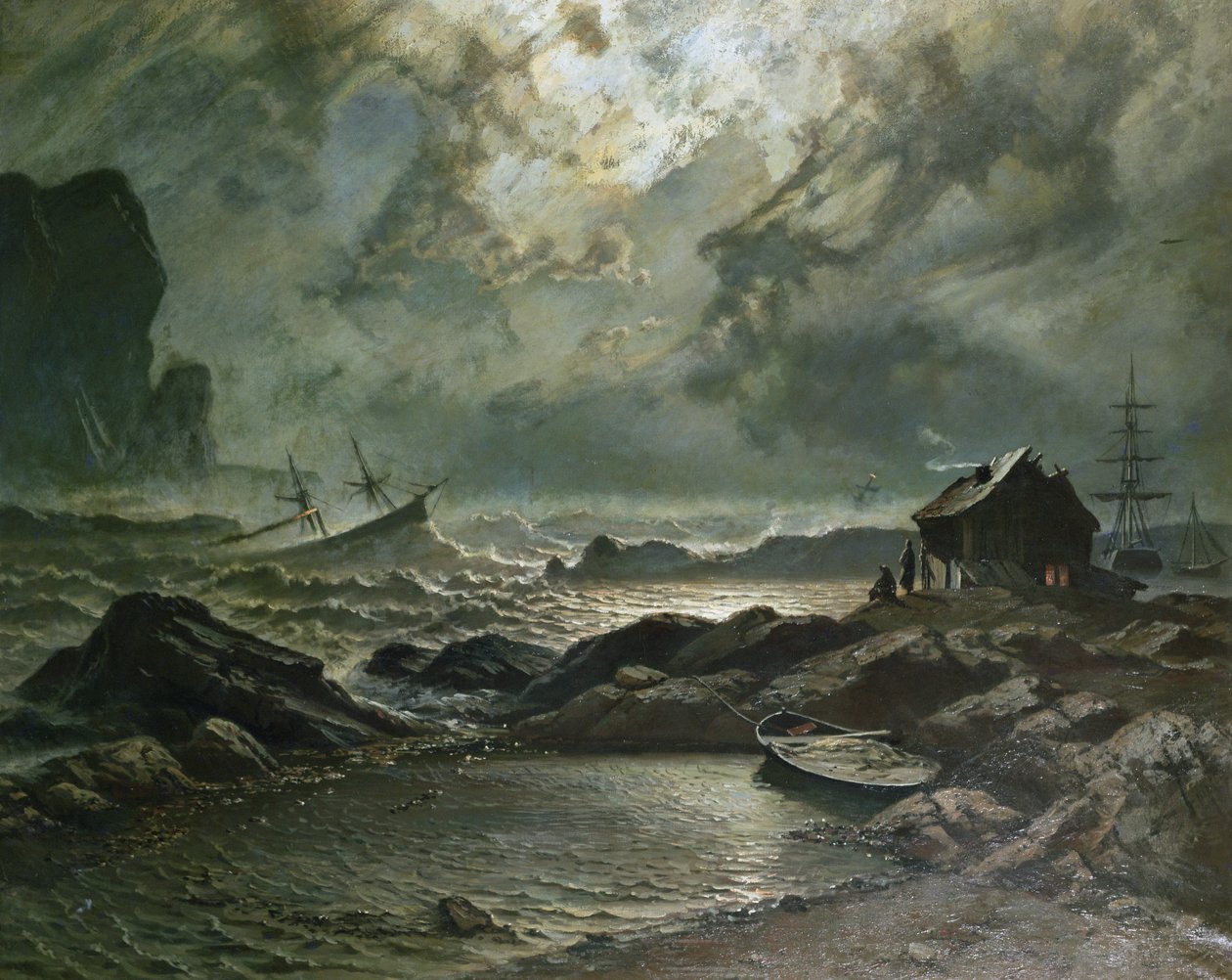 عاصفة على الساحل النرويجي بواسطة Knud Andreassen Baade