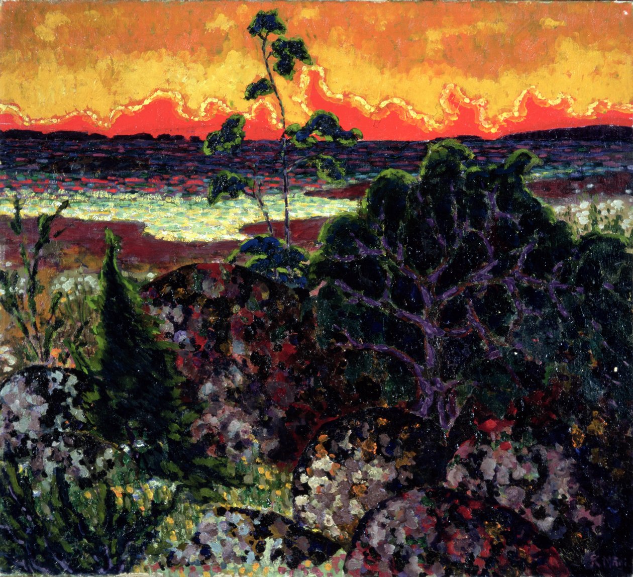 منظر طبيعي مع سحابة حمراء ، 1913-14 بواسطة كونراد ماجي