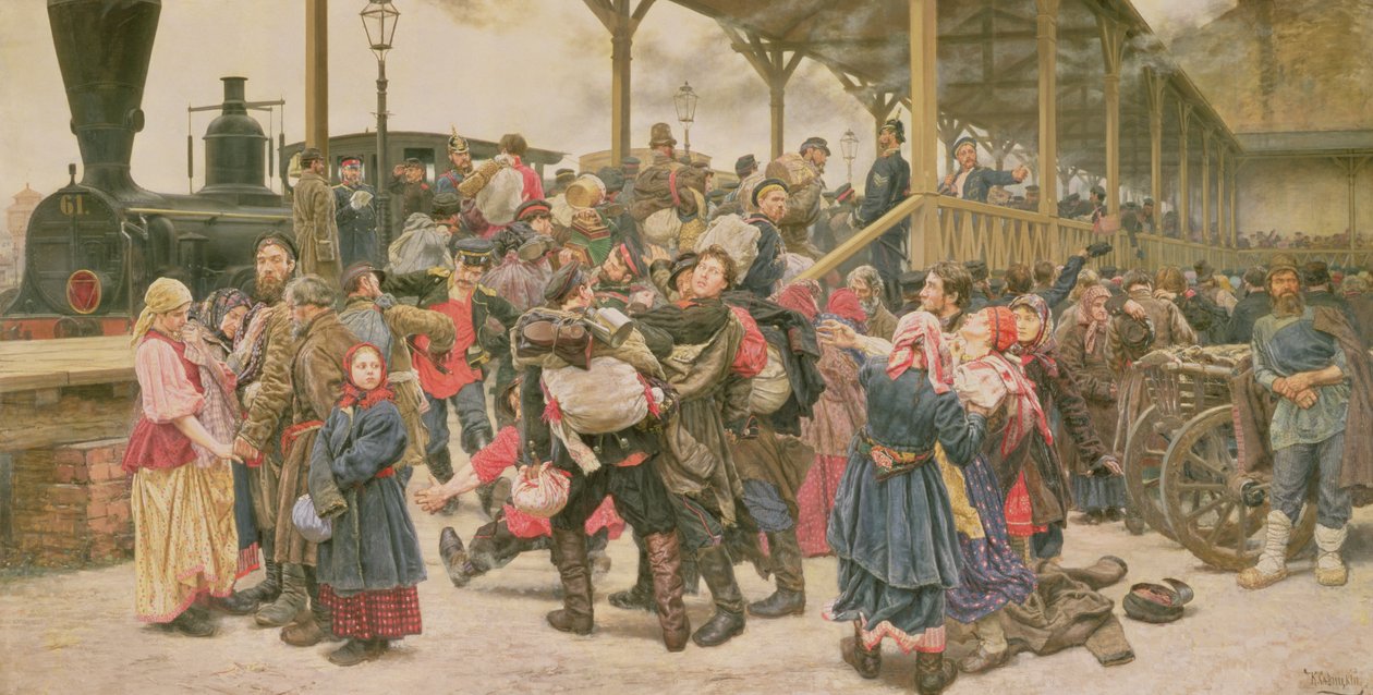 المغادرة للحرب ، 1888 بواسطة كونستانتين أبولونوفيتش سافيتسكي