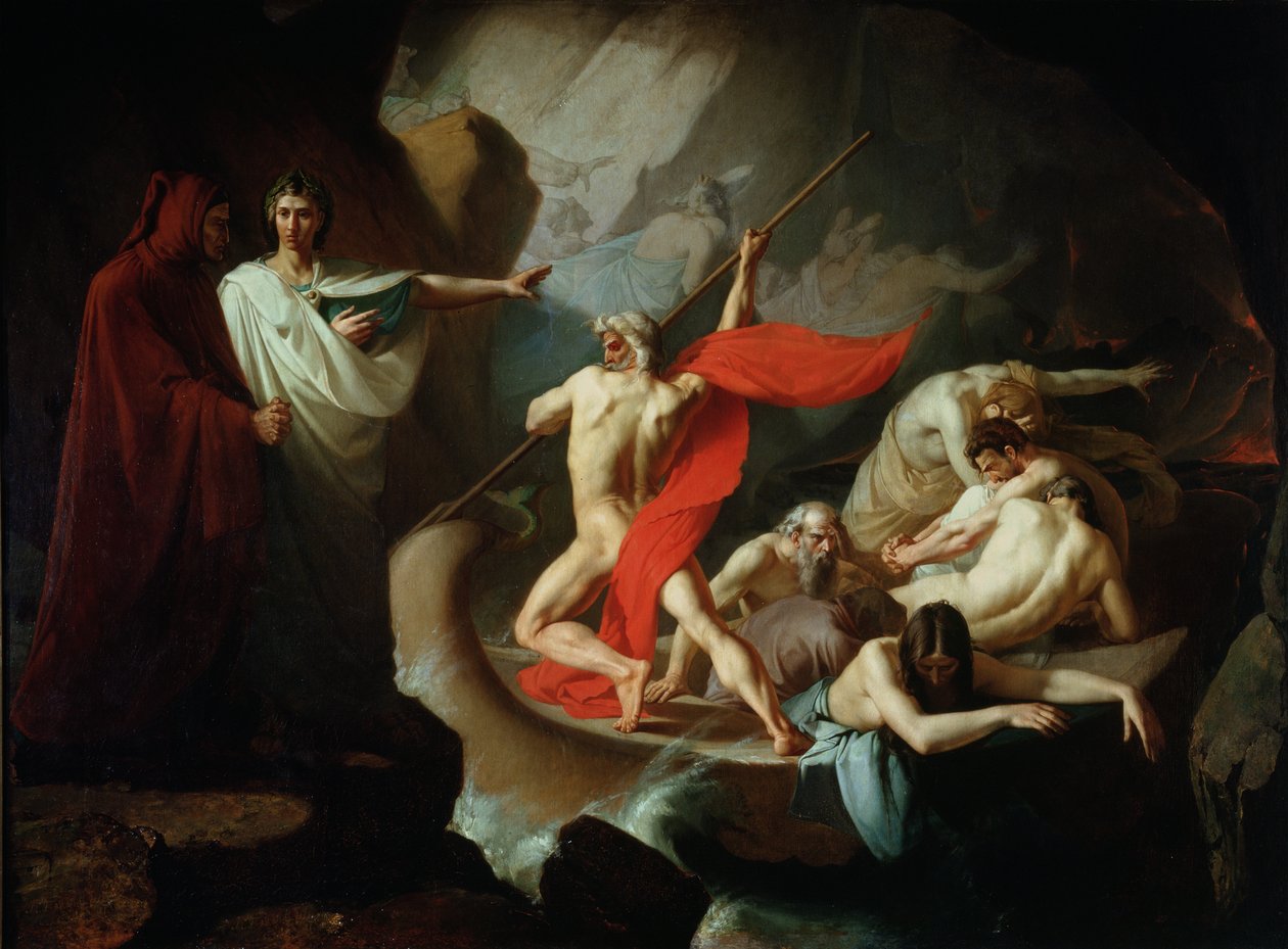 تشارون ينقل أرواح الموتى عبر Styx ، 1860 بواسطة كونستانتين بتروفيتش بوميرانتسيف