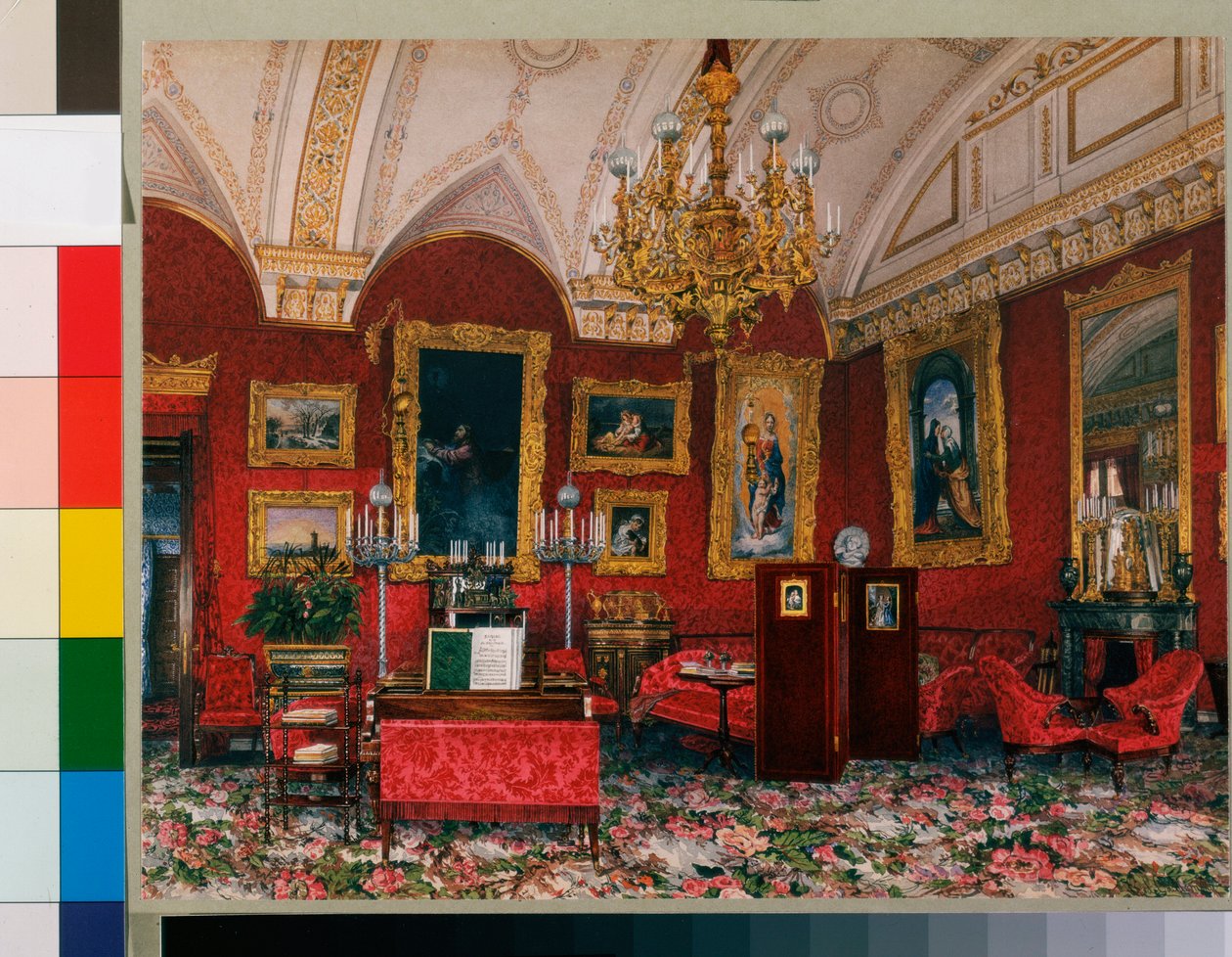 التصميمات الداخلية للقصر الشتوي (Palais d'hiver a Saint Petersbourg) - دراسة الأميرة الكبرى ماريا نيكولايفنا - ألوان مائية على الورق بقلم كونستانتين أندرييفيتش أوختومسكي (قسطنطين أوختومسكي) (1818-1881) - نهاية القرن التاسع عشر - قاتمة 26x32،8 سم - ستات بواسطة كونستانتين أندرييفيتش أوختومسكي