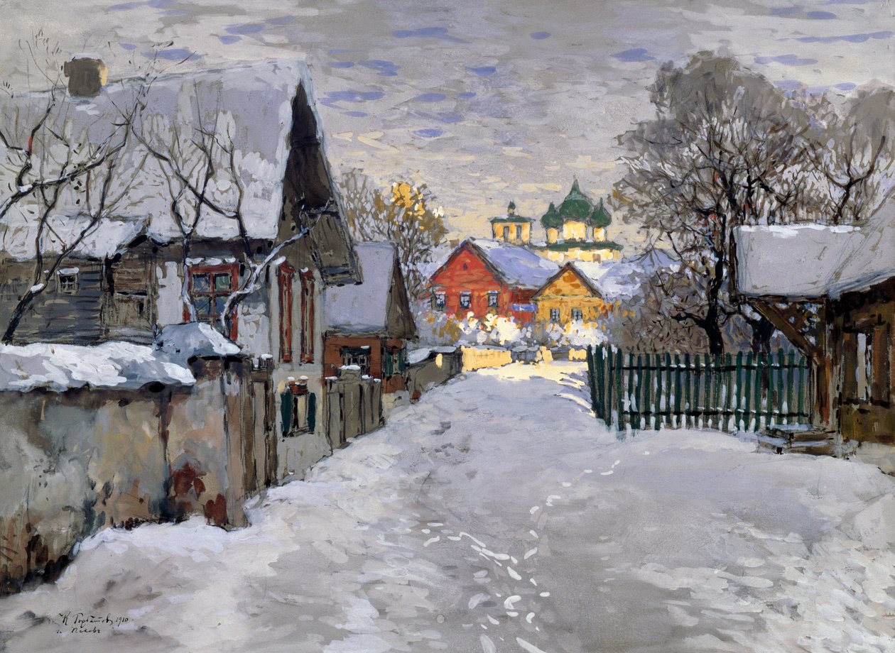 Winter night, a corner of Pskov بواسطة كونستانتين إيفانوفيتش جورباتوف