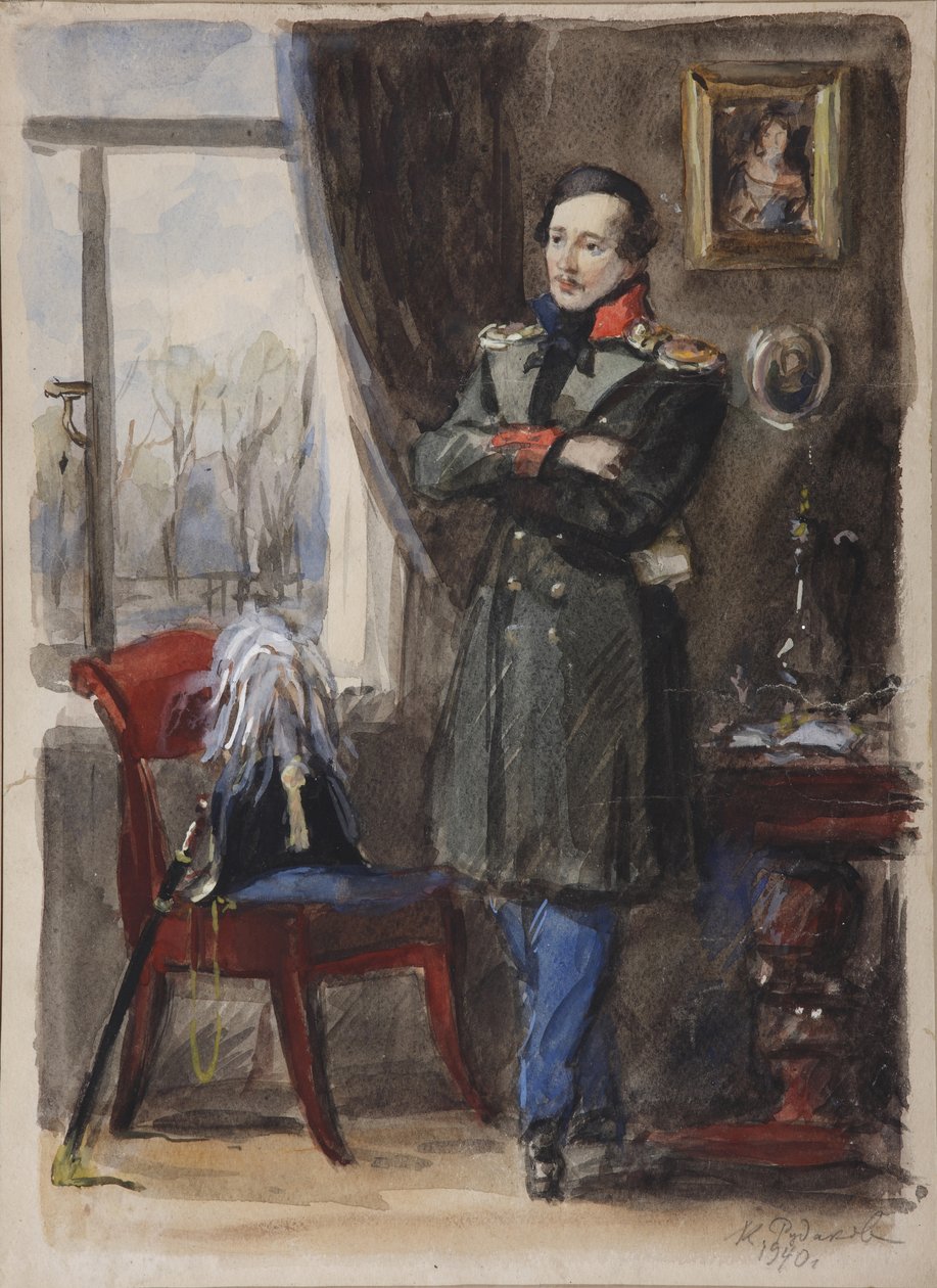 صورة للشاعر ميخائيل ليرمونتوف 1814-1841 ، 1940 بواسطة كونستانتين إيفانوفيتش روداكوف