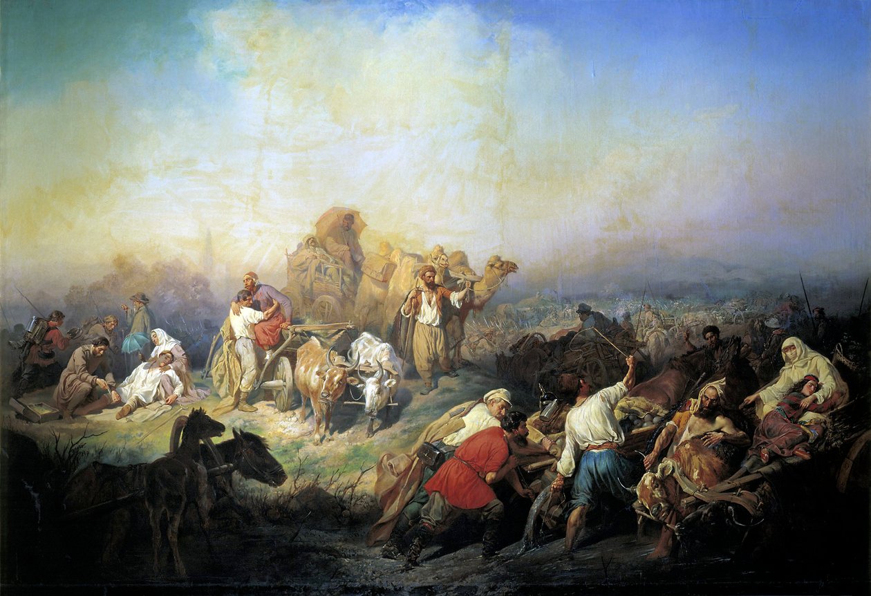الطريق العسكري بين سيفاستوبول وسيمفيروبول في زمن حرب القرم ، 1858. بواسطة كونستانتين نيكولايفيتش فيليبوف