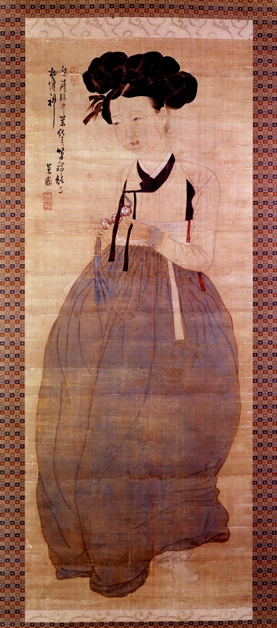 Art Coreen: صورة للغييشا (فتاة كوريانية في زي الجيشا). طباعة من 1758. مجموعة خاصة. بواسطة المدرسة الكورية