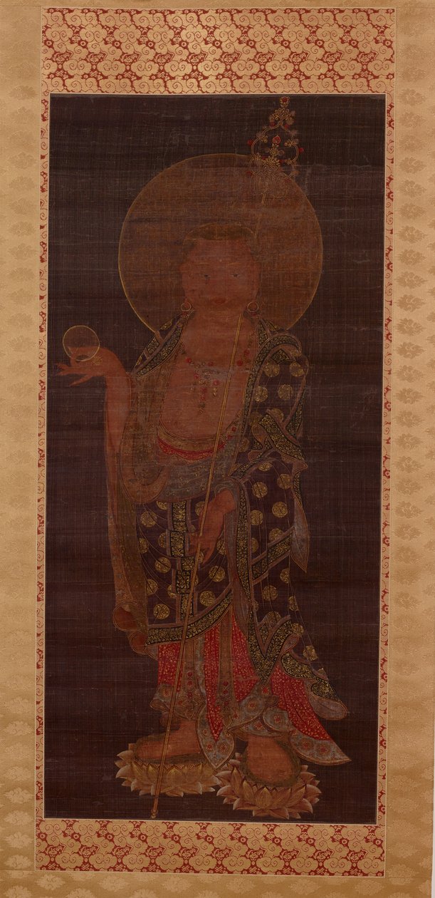 Bodhisattva Kshitigarbha (Jijang bosal) ، أواخر القرن الثالث عشر أو أوائل القرن الرابع عشر (الحبر واللون والذهب على الحرير) بواسطة المدرسة الكورية