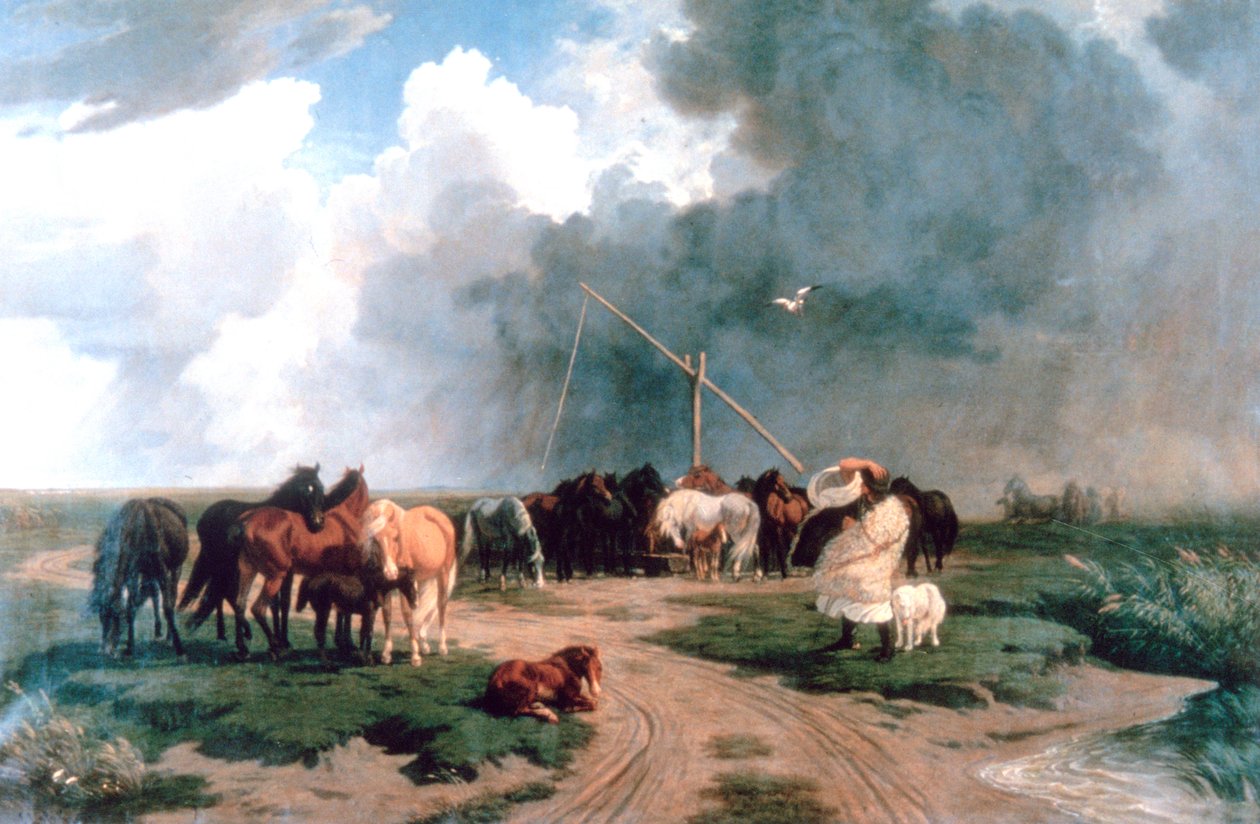 الخيول في العاصفة ، 1862 بواسطة كارولي لوتز