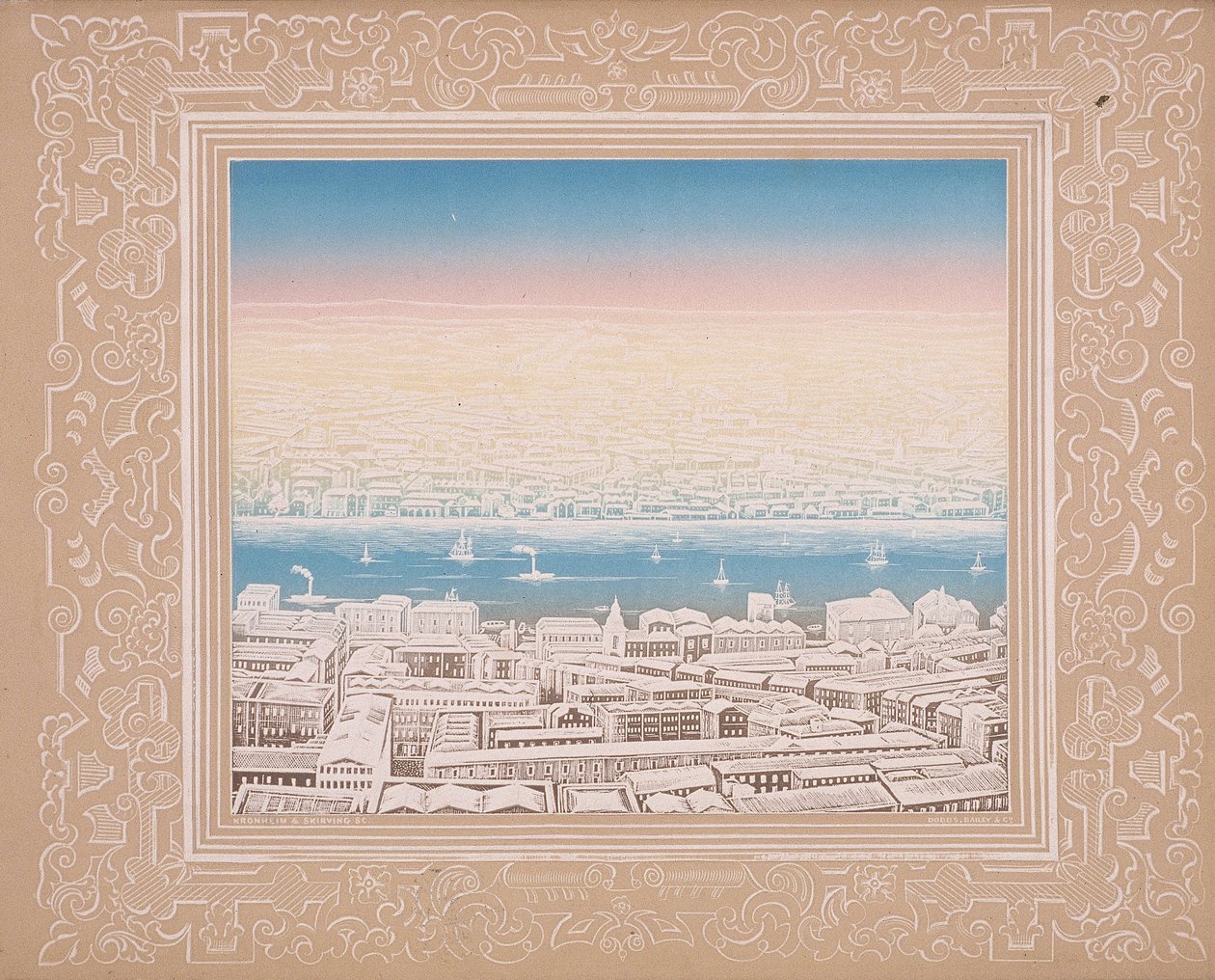 منظر جوي للندن مع حدود مزخرفة ، c1845 بواسطة كرونهايم وشركاه