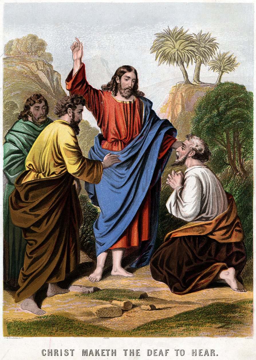 المسيح يجعل الصم يسمعون ، 1860 بواسطة كرونهايم وشركاه