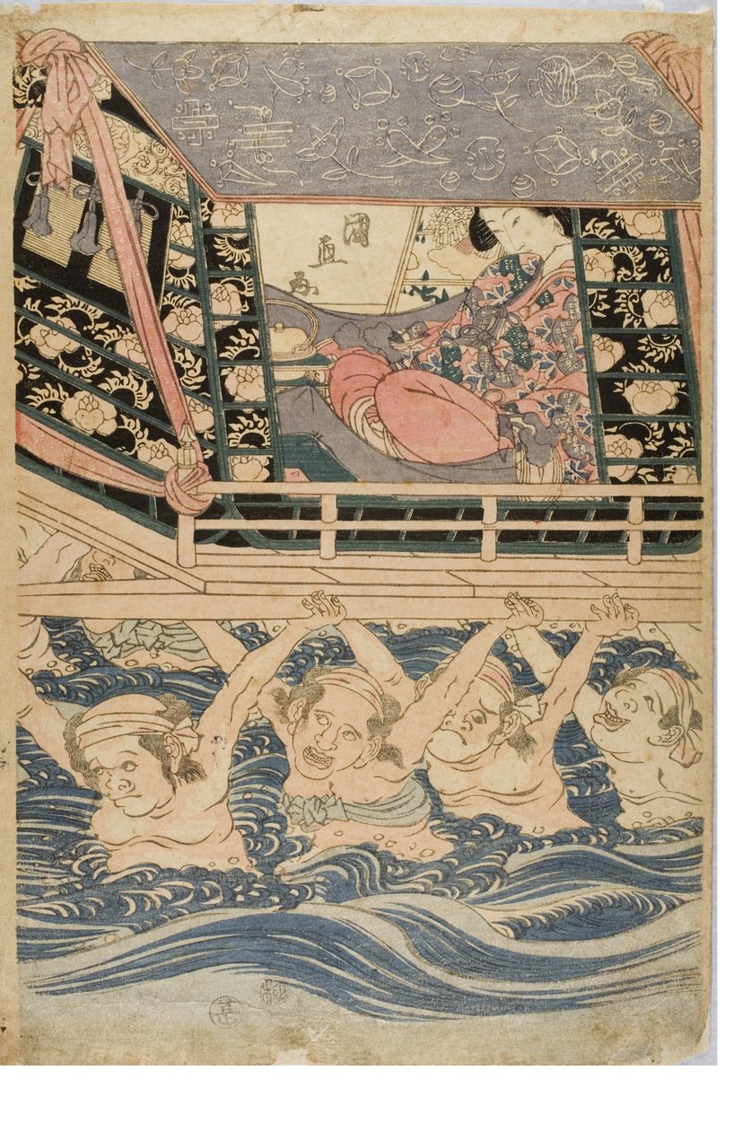 مشهد الربيع لشابات في رحلة ، حوالي 1786-1864 (طباعة خشبية على ورق) بواسطة كونيناغا أوتاغاوا