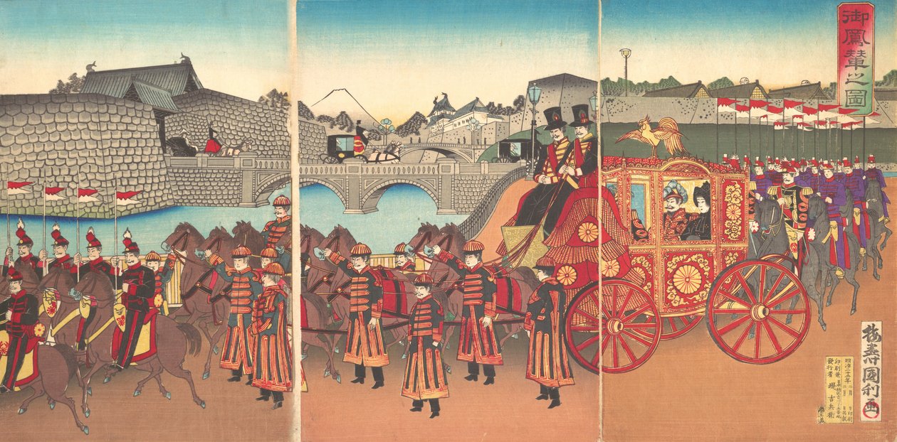 منظر للعربة الإمبراطورية ، 1889 ميجي 22 ، 1889. بواسطة كونيتوشي