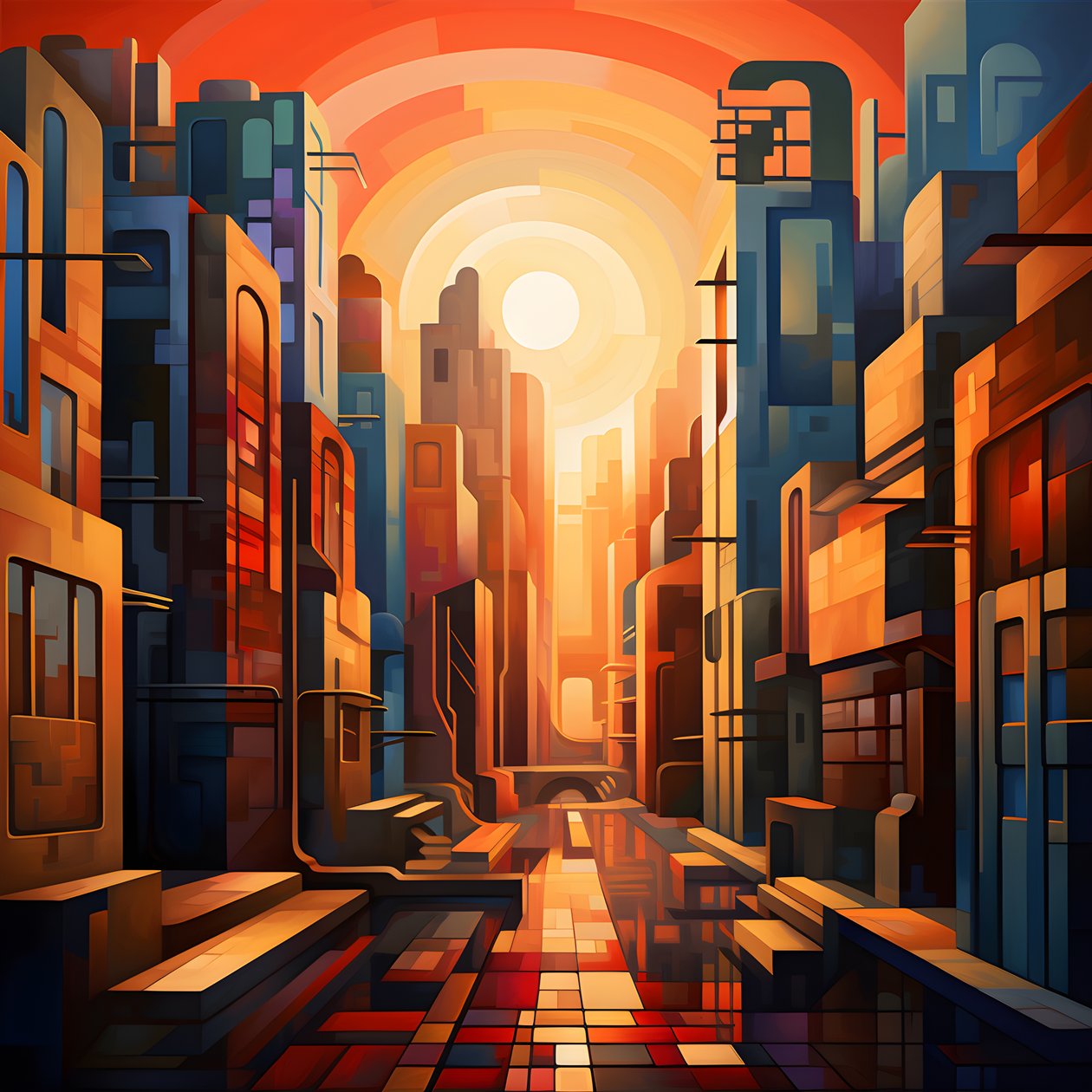 النمط التكعيبي لرسم المناظر الطبيعية الحضرية 1 بواسطة كيرت هيبك