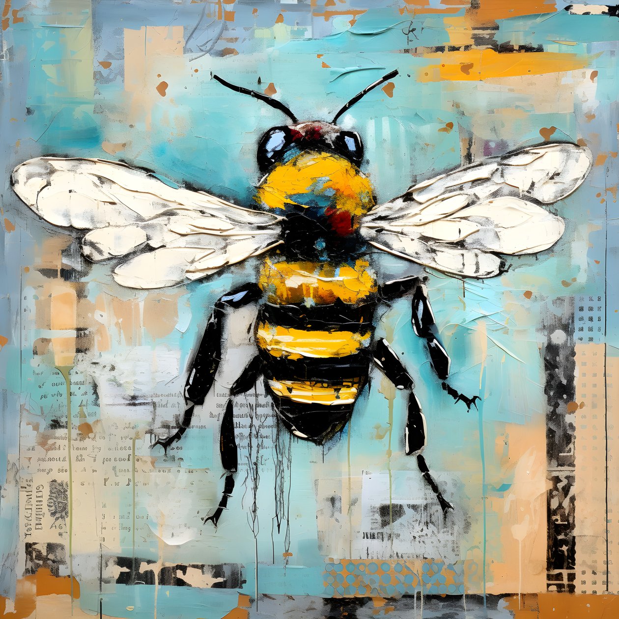 رسم توضيحي للنحلة بتقنية زيت الباستيل impasto 4 بواسطة كيرت هيبك