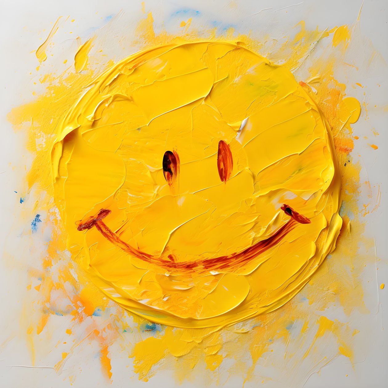 وجه مبتسم باللون الأصفر باللون impasto 1 بواسطة كيرت هيبك