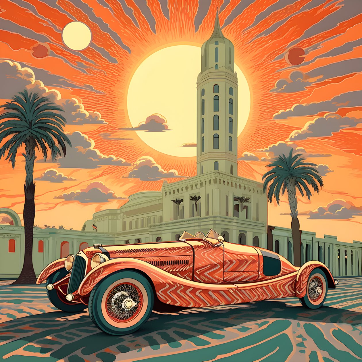 تحفة فنية مبطنّة بأسلوب مبطن وأنيق وأنيق من تصميم Shepard Fairey :: 1 إحياءً لذكرى 1940 موناكو جراند بريكس ، منافسة سيارات السباق التاريخية. 2 بواسطة كيرت هيبك
