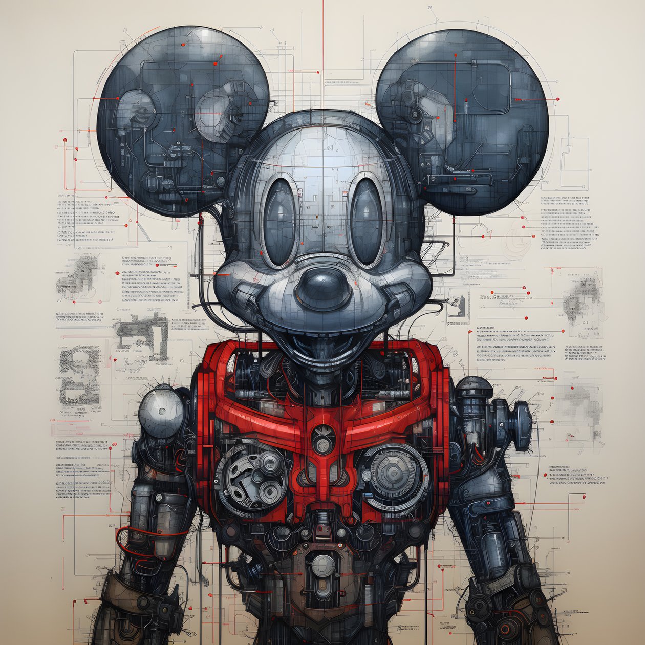 الرسومات الفنية للعبة Cyberpunk Mickey Mouse 1 بواسطة كيرت هيبك