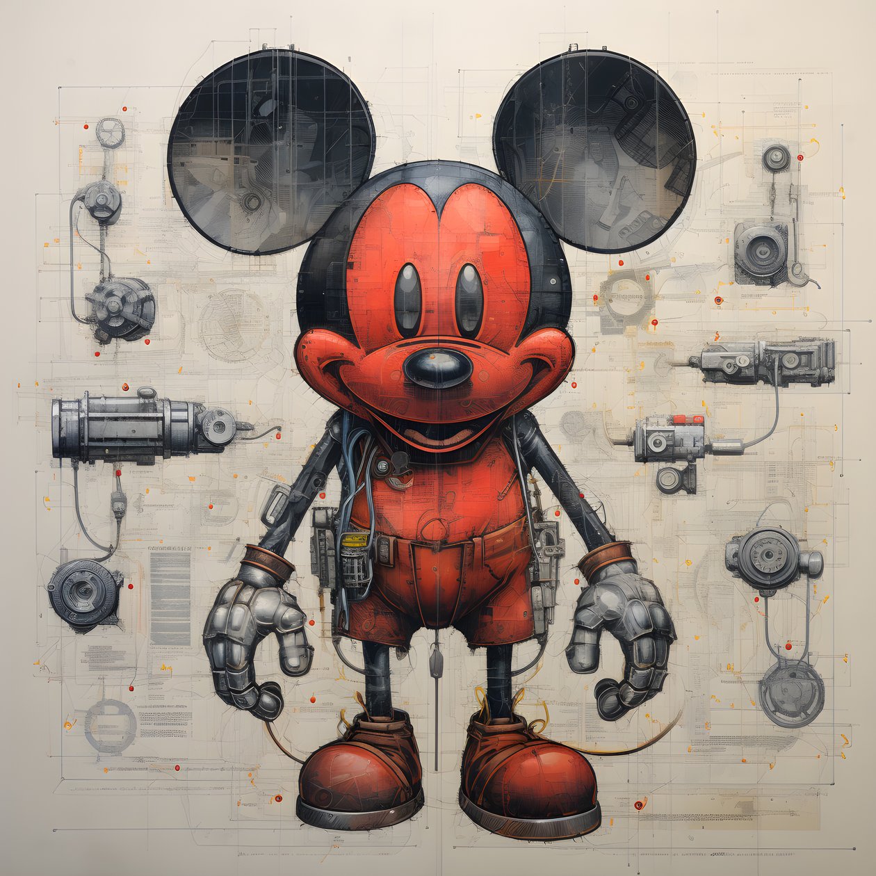 الرسومات الفنية للعبة Cyberpunk Mickey Mouse 2 بواسطة كيرت هيبك