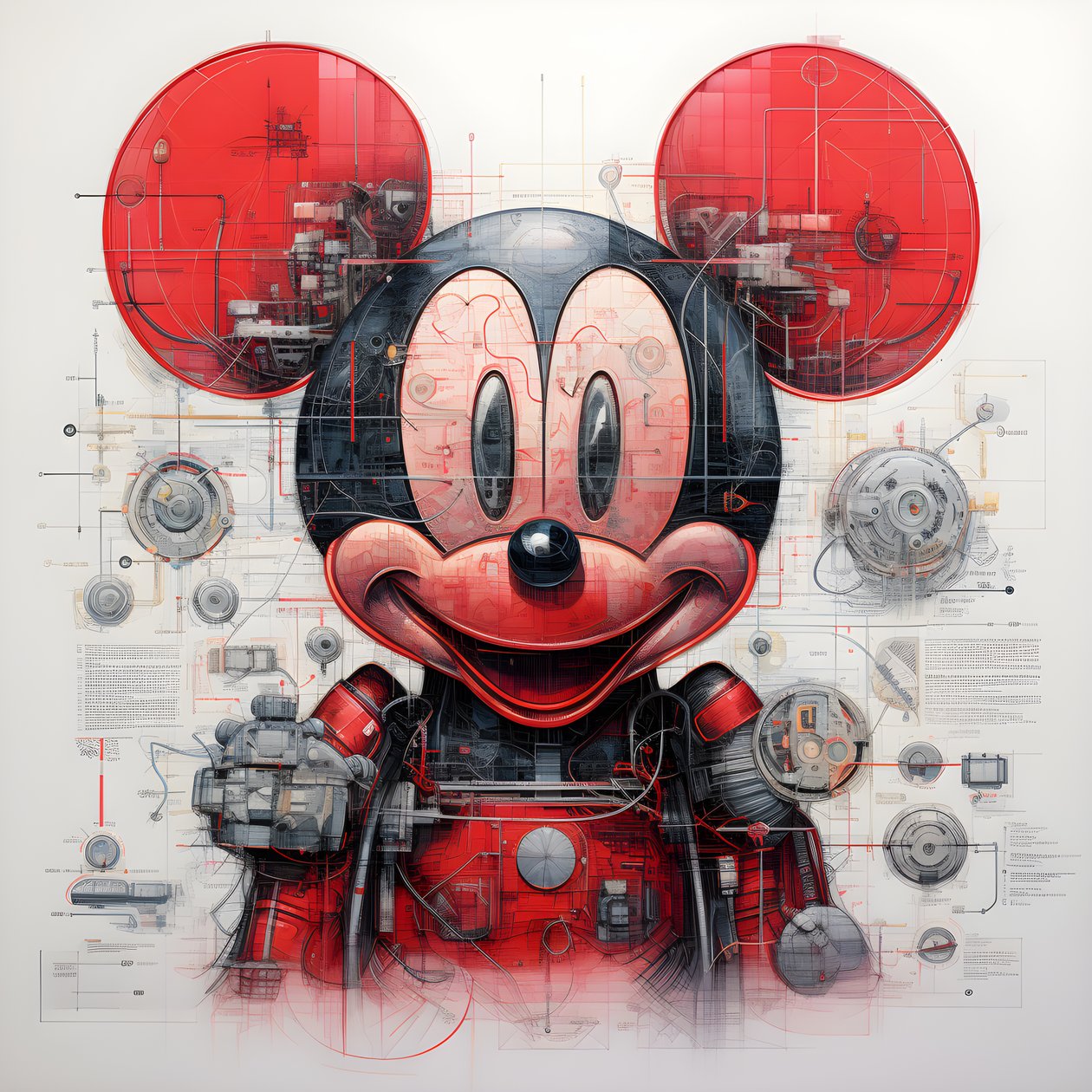 الرسومات الفنية للعبة Cyberpunk Mickey Mouse 3 بواسطة كيرت هيبك