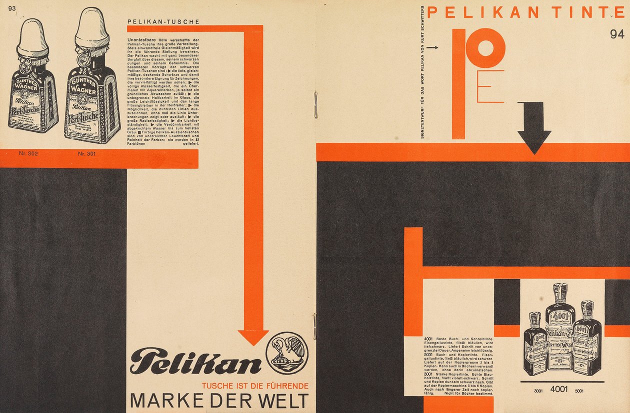 إعلان Merz 11 Pelican Ink ، 1924. بواسطة كيرت شويترز