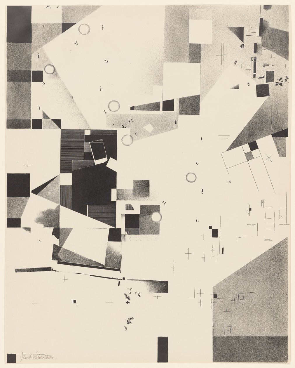 بدون عنوان ، رقم 1 من 6 من محفظة Merz 3. Kurt Schwitters 6 مطبوعات حجرية. مجلد Merz. أول محفظة من شركة Merz للنشر (Merz 3. Kurt Schwitters 6 lithos. Merz Portfolio. First Portfolio of the Merz Publisher) بواسطة كيرت شويترز